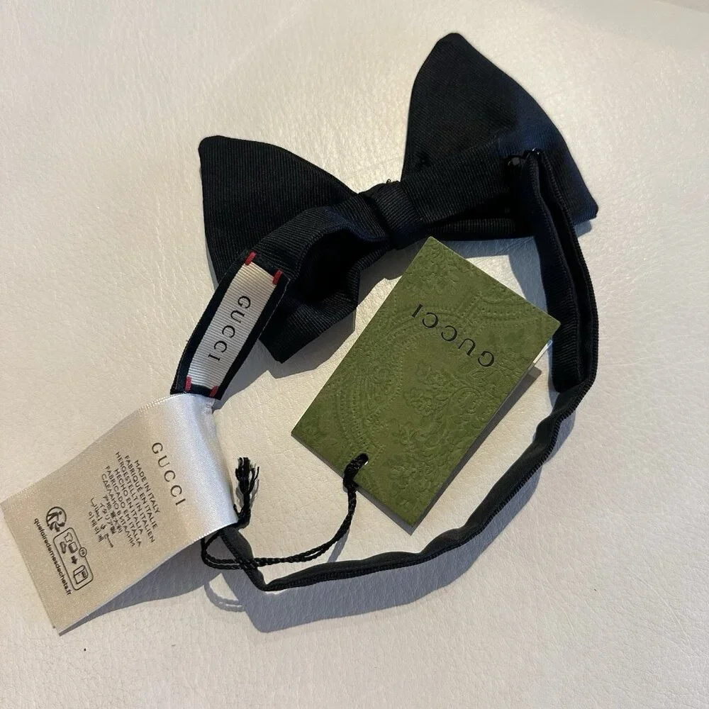 NWT GUCCI BLACK BOW TIE 100% Authentic Men’s - Picture 5 of 7